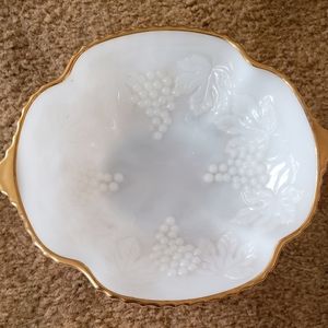 Vintage Fire King Anchor Hocking 24kt gold trim ovenware dishes. Made in USA